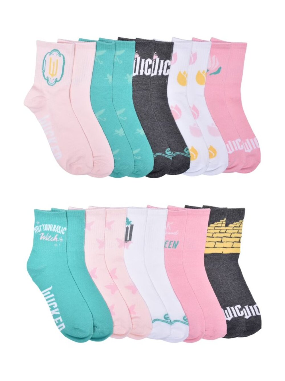 Universal Wicked Womens 10-Pack Crew Socks, Shoe Size 4-10
